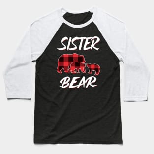 Sister Bear Red Plaid Christmas Pajama Matching Family Gift Baseball T-Shirt